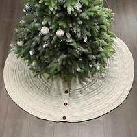 Knitted Sweater Tree Skirt with Buttons - 84“ - Cream