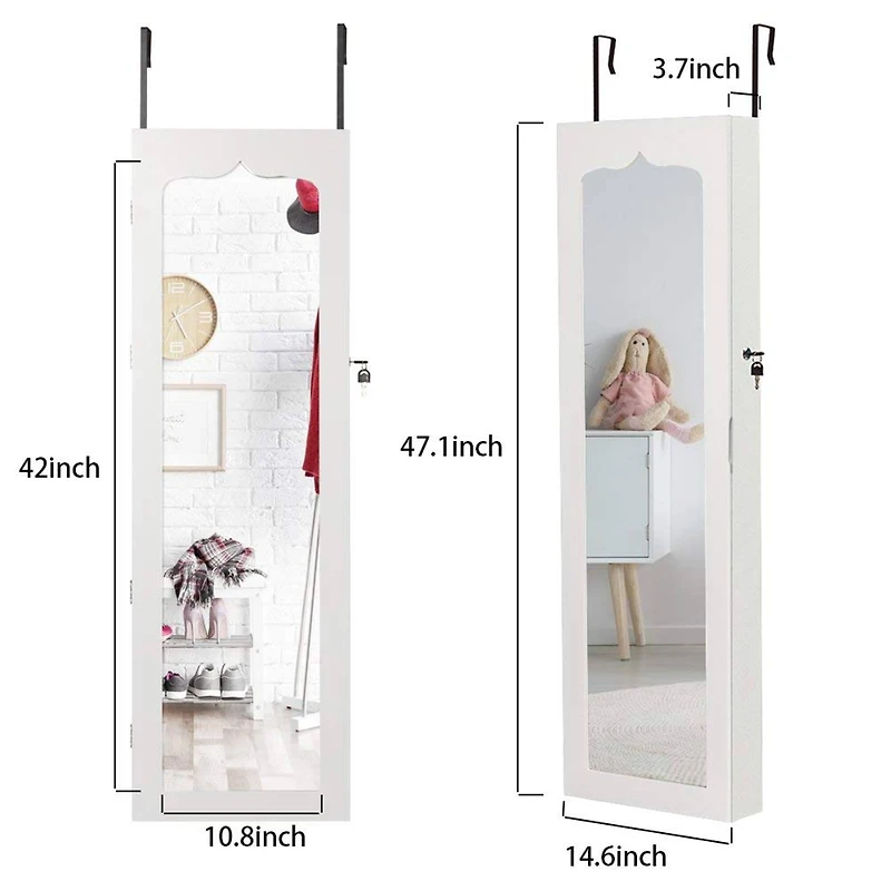 Classic White Full Door Jewelry Armoire