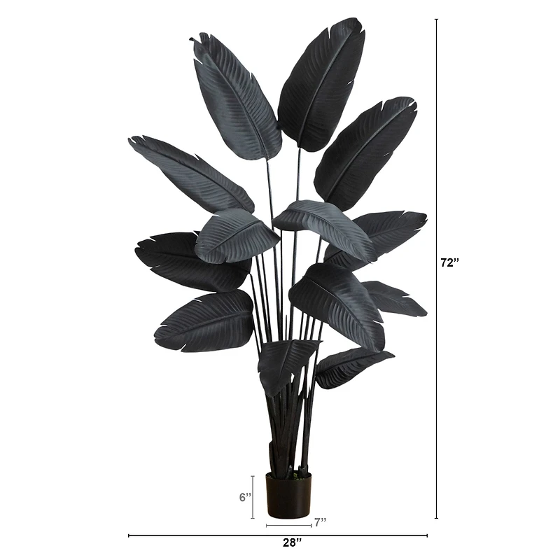 6ft. Artificial Halloween Black Travelers Palm Tree