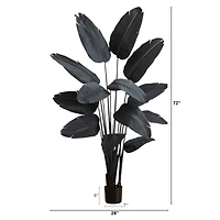 6ft. Artificial Halloween Black Travelers Palm Tree