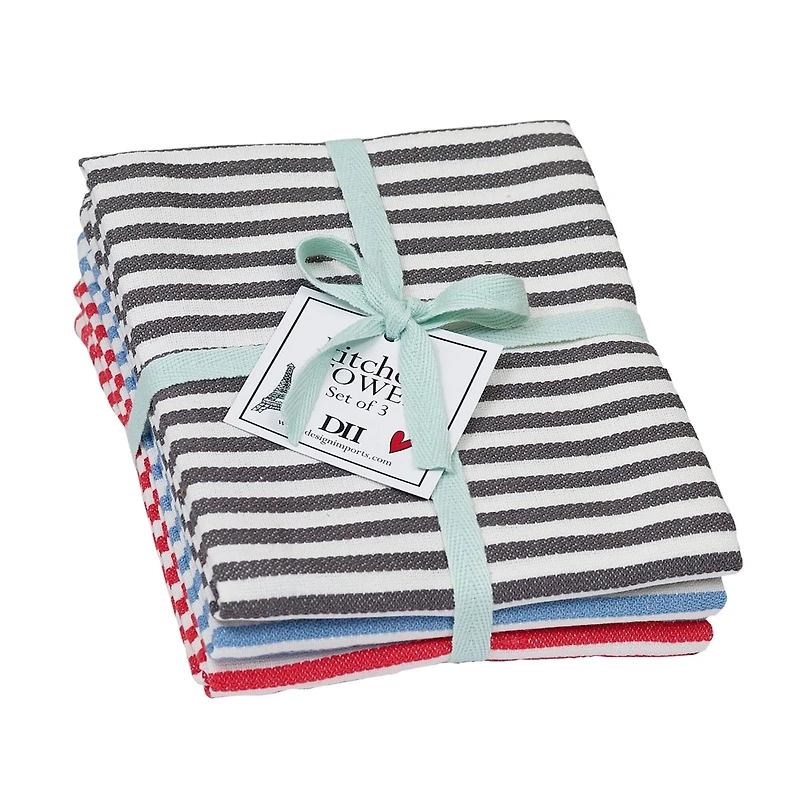 DII® I Love Paris Striped Heavyweight Dish Towels, 3ct.