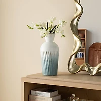 Glitzhome® Abstract Ombre Aqua Metal Floor Vases Set