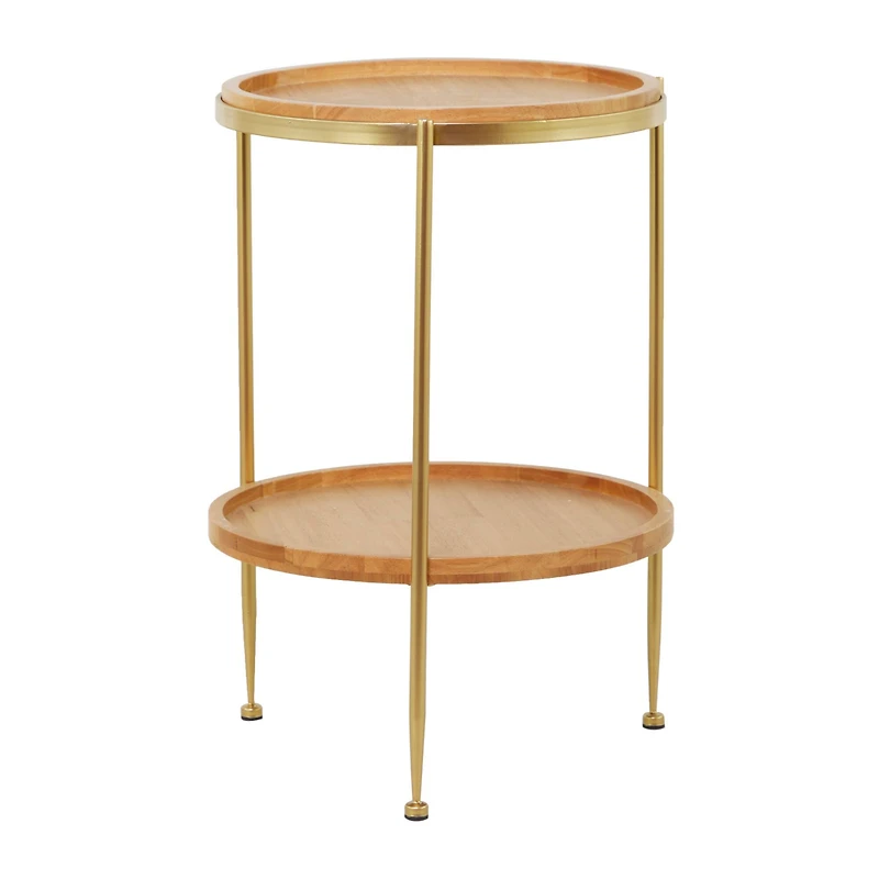 25" Brown Metal Contemporary Accent Table
