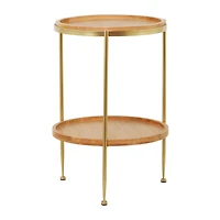 25" Brown Metal Contemporary Accent Table