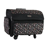 Everything Mary Black Floral 4-Wheel Collapsible Deluxe Sewing Machine Storage Case