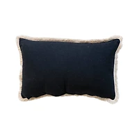 Hello Honey® 24" x 14" Black & Cream Wicked Cotton Velvet Lumbar Pillow with Embroidery & Fringe