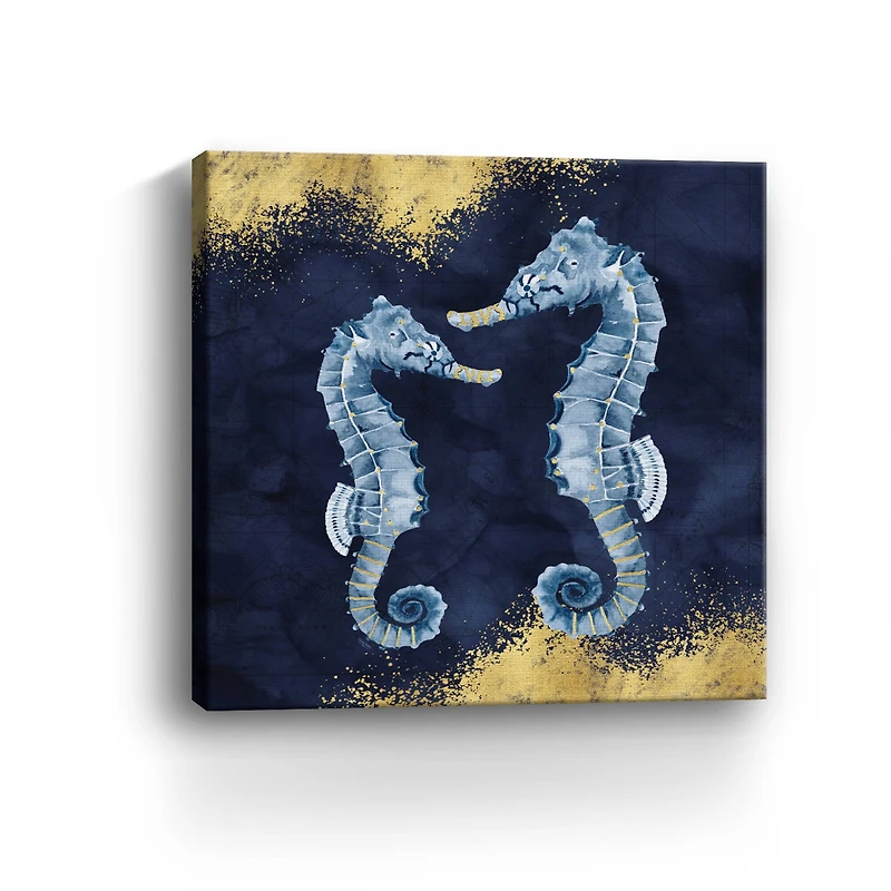 Deep Blue Sea VIII Navy Gold Canvas Giclee