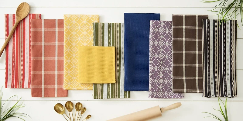 DII® Assorted Red Dishtowel & Dishcloth (Set of 5)