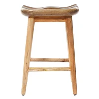 Brown Wood Contemporary Stool, 24" x 17" x 14"