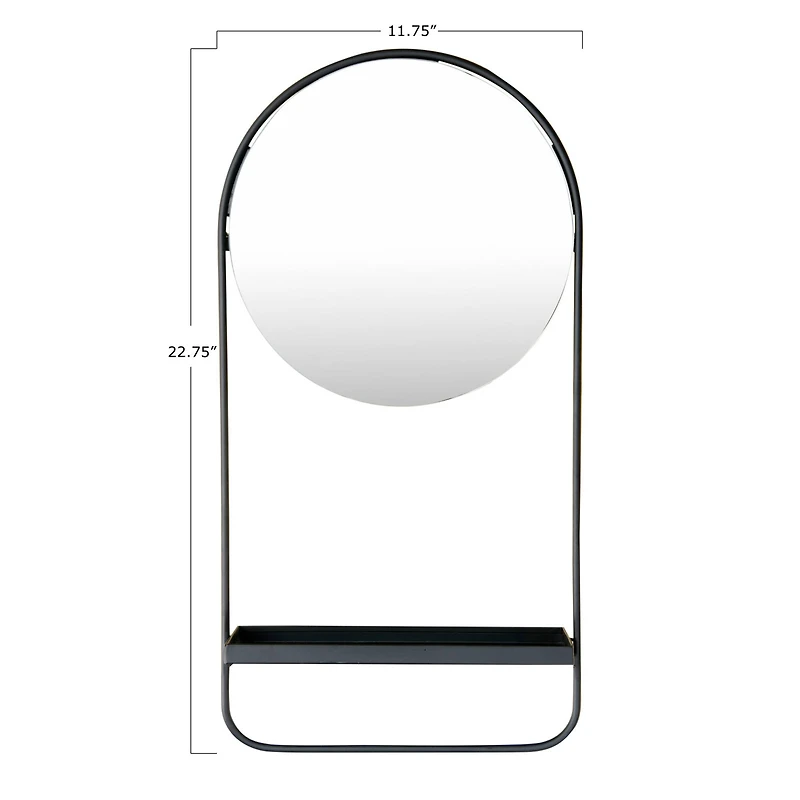 Hello Honey® 23" Metal Wall Mirror, Shelf & Hanging Rod