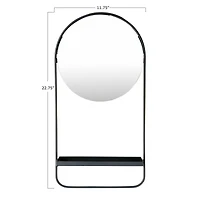 Hello Honey® 23" Metal Wall Mirror, Shelf & Hanging Rod