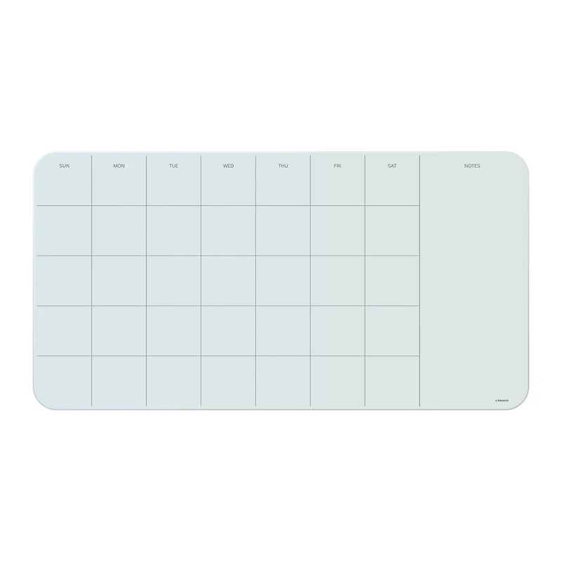 U Brands Frameless White Frosted Magnetic Monthly Calendar Cubicle/Wall Glass Dry-Erase Board, 23" x 12"