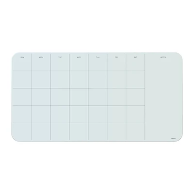 U Brands Frameless White Frosted Magnetic Monthly Calendar Cubicle/Wall Glass Dry-Erase Board, 23" x 12"