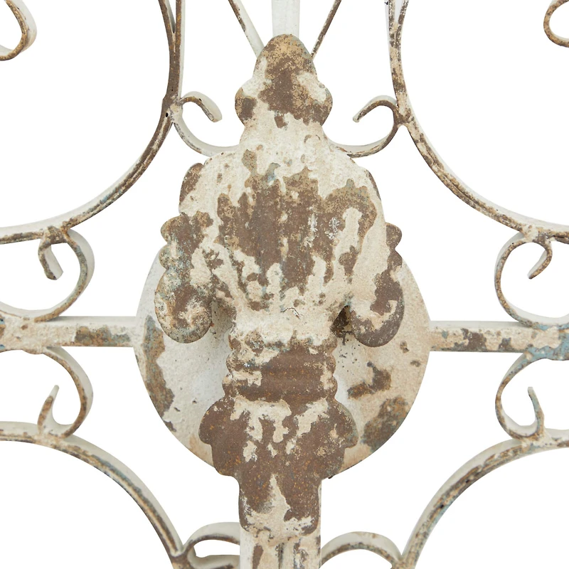 White Iron French Country Wall Sconce, 24" x 17" x 5"