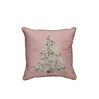 16" Pink Embroidered Christmas Tree Throw Pillow by Ashland®