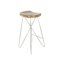 30" Light Brown Mango Wood & Metal Contemporary Bar Stool