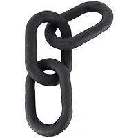 23" Matte Black Distressed Wood 3-Link Chain Sculpture