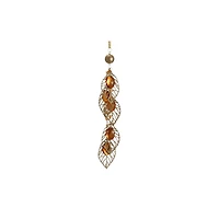 Glitter Gold Jeweled Leaf And Bead Pendant Ornament