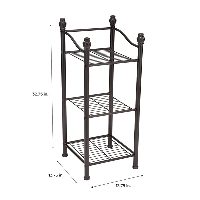 Organize It All 30" Belgium Oil Rubbed Bronze 3-Tier Shelving Tower