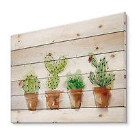 Designart - Cacti In Ceramic Pots In Gentle Tones I