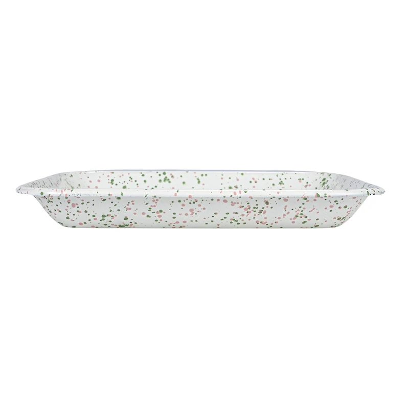 Hello Honey® 10.5" Mint & Pink Splatter Enameled Metal Platter