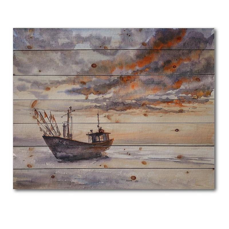Designart - Wooden Fishing Boat On The Baltic Shore