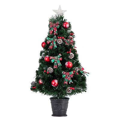 3ft. Pre-Lit Fir Artificial Christmas Tree in Planter, Clear Fiber Optic Lights
