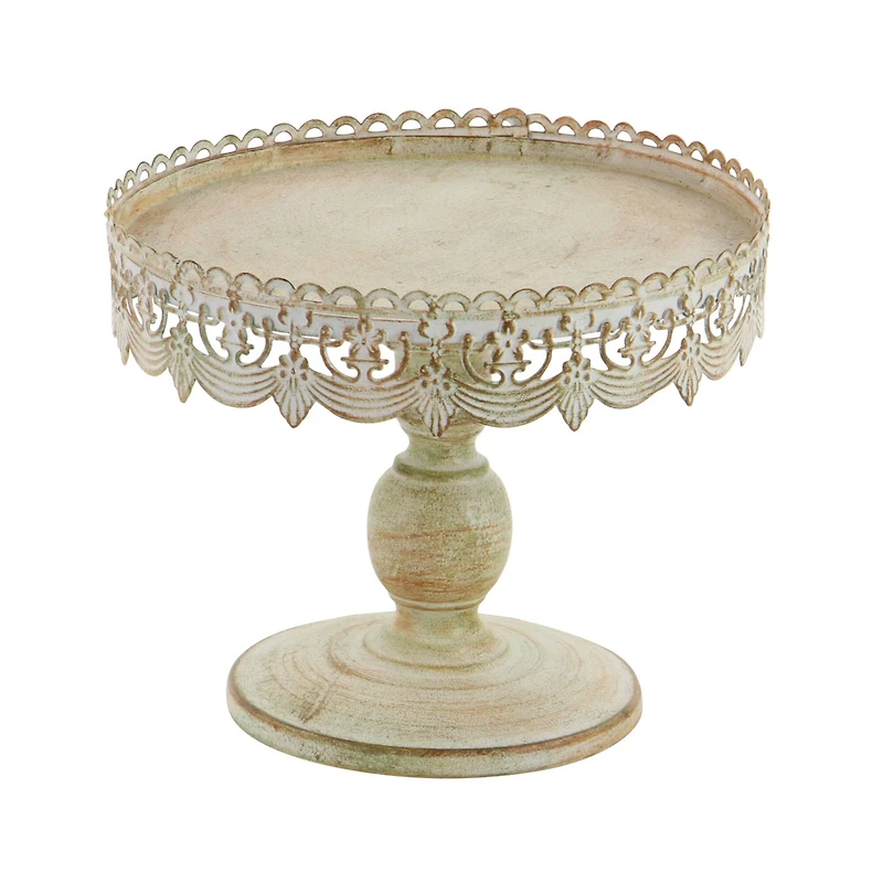 White Iron Farmhouse Cake Stand, 9" x 10" x 10"