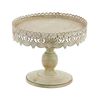 White Iron Farmhouse Cake Stand, 9" x 10" x 10"