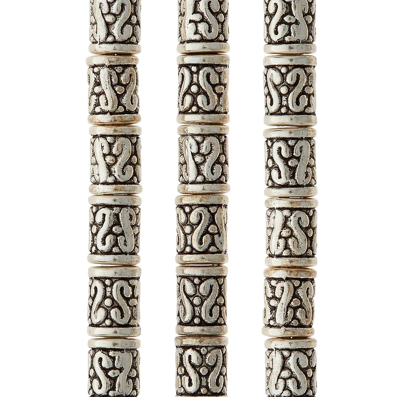 Sterling Silver Plated Tube Beads, 9mm by Bead Landing™