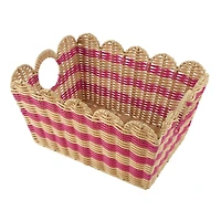 15" x 11" Pink Stripe Faux Rattan Basket by Ashland®