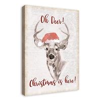 Oh Deer Christmas Here Canvas Wall Art