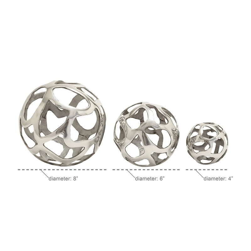 Silver Contemporary Orb Sculpture Set
