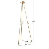 55.25" Gold Metal Large Foldable 2-Tier Display Easel with Scroll Finial