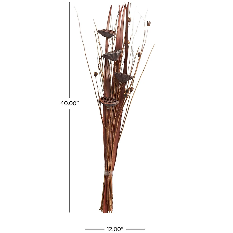 40" Brown Dried Lotus Flower Natural Foliage Bundle