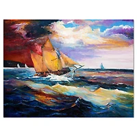 Designart - Sailship in Sea waves