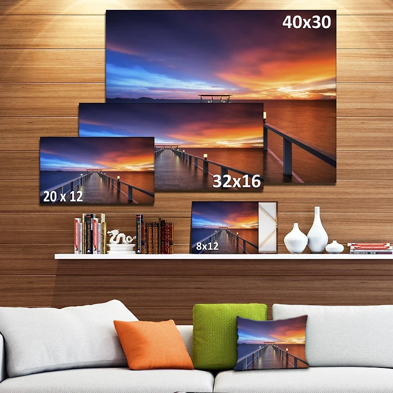 Designart - Picturesque Seashore with Long Pier