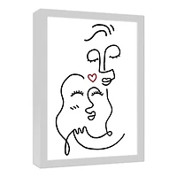 Drawn Love Faces White Framed Canvas