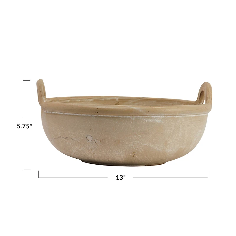 Hello Honey® Tan Reactive Glaze Stoneware Serving Bowl with Handles