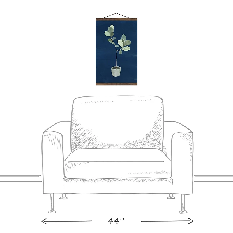 Blue Potted Fiddle Teak Hanging Canvas