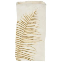 White & Gold Leaf Print Polystone Vase