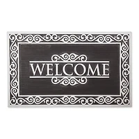 DII® Silver Scroll Border Welcome Rubber Doormat