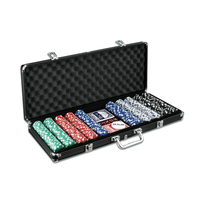 Classic Game Collection 500 Chip Poker Game Set in Black Aluminum Case