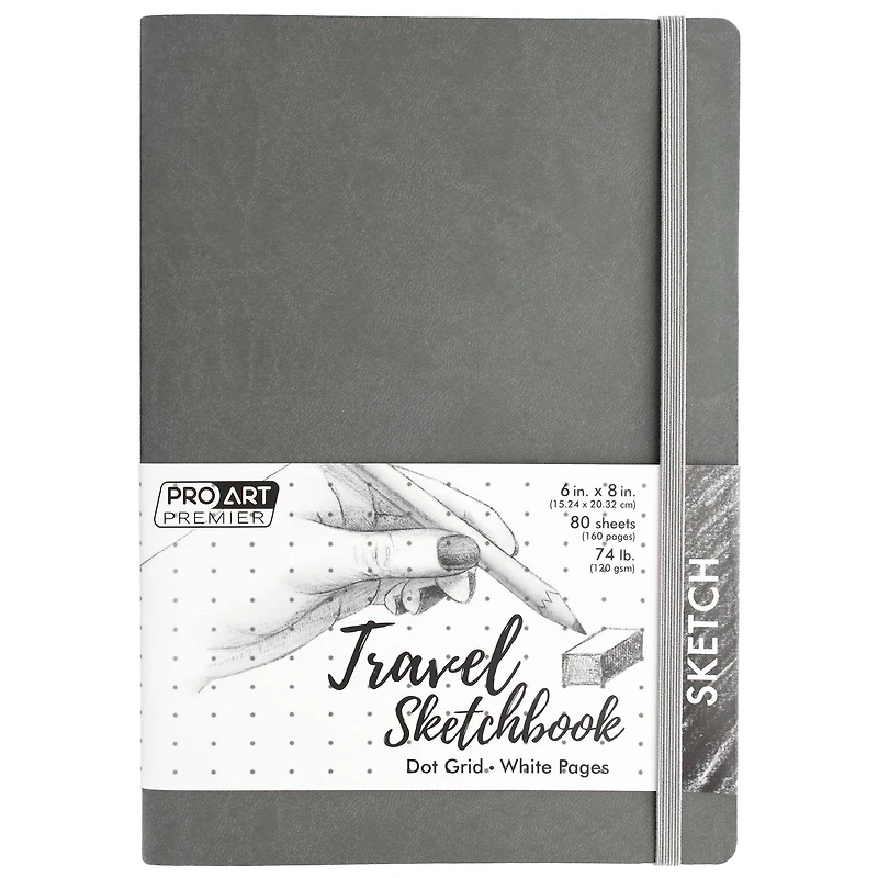 Pro Art® Premier Gray Dot Grid Travel Sketchbook, 6'' x 8'' 