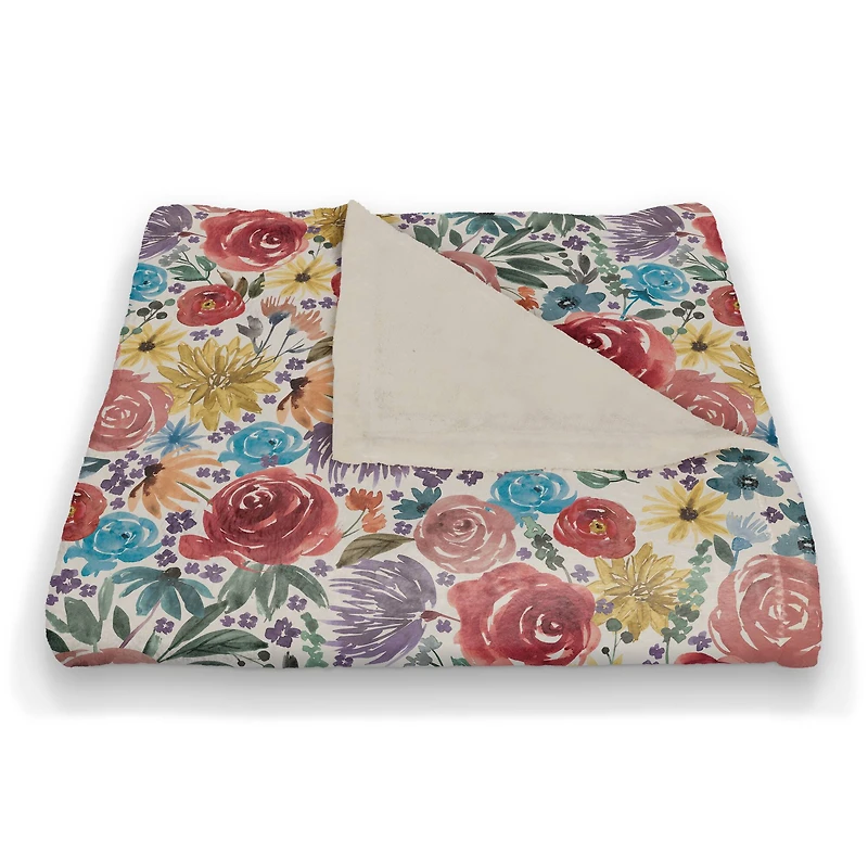 Painted Bloom Coral Fleece Blanket
