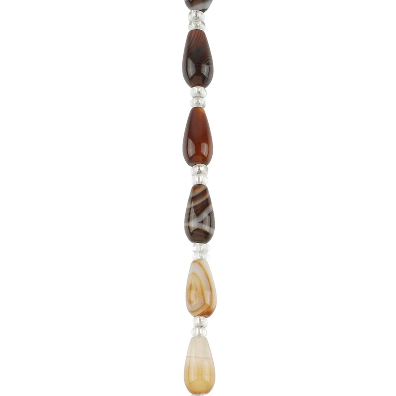 Brown Striped Dyed Agate Teardrop Beads, 8mm by Bead Landing™