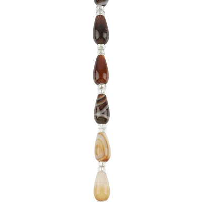 Brown Striped Dyed Agate Teardrop Beads, 8mm by Bead Landing™