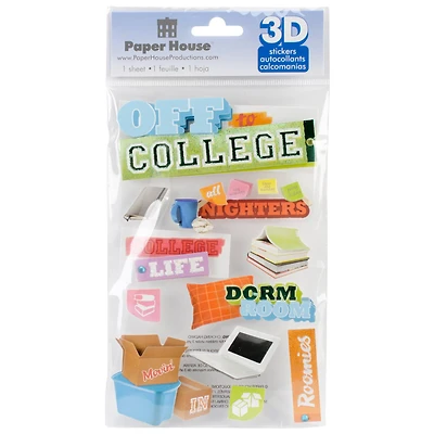 Paper House® Off To College 3D Stickers