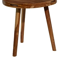 24" Brown Teakwood Contemporary Accent Table