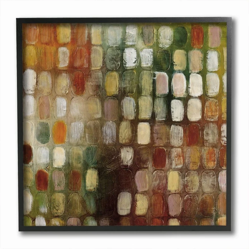 Stupell Industries Earth Tone Oval Abstract Pattern Wall Art in Black Frame